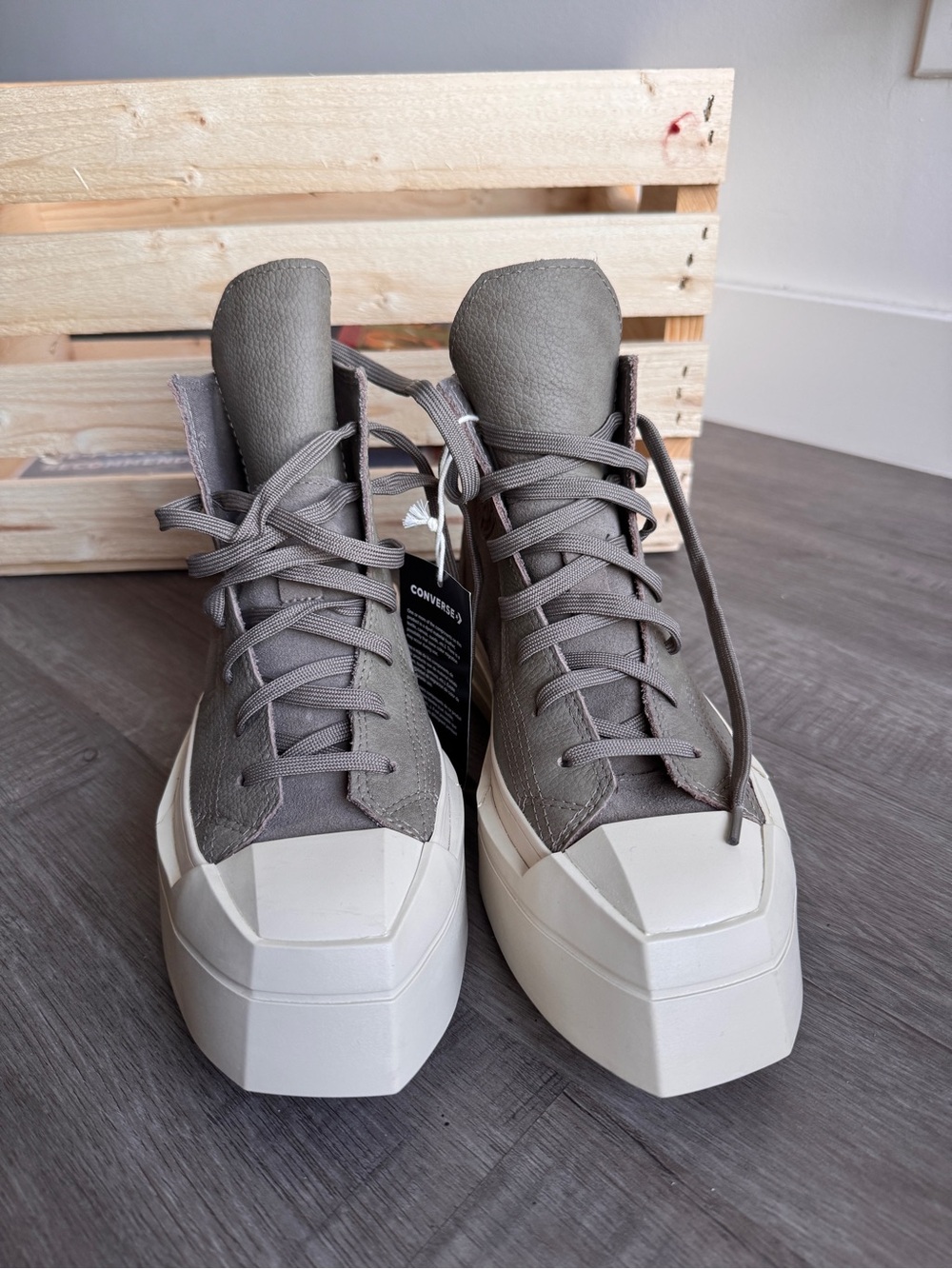 Converse High-Top Sneakers in Taupe and Cream